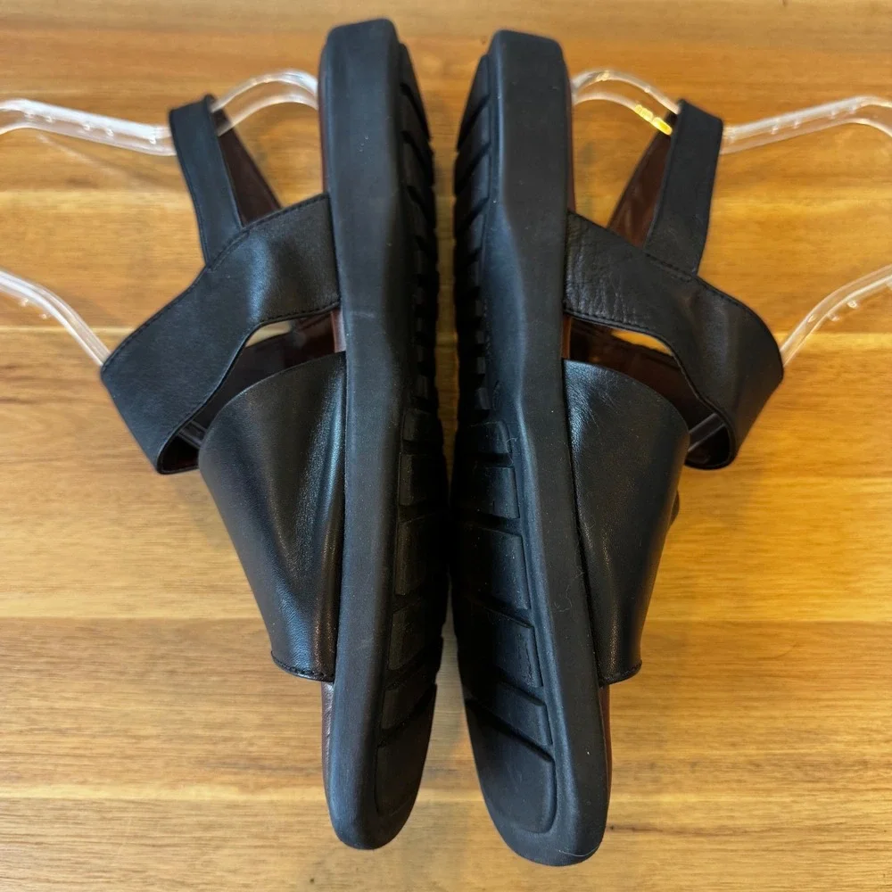 Valleverde Personal Comfort Men 11 EU 44 Black Leather Slingback Sandal Italy‎